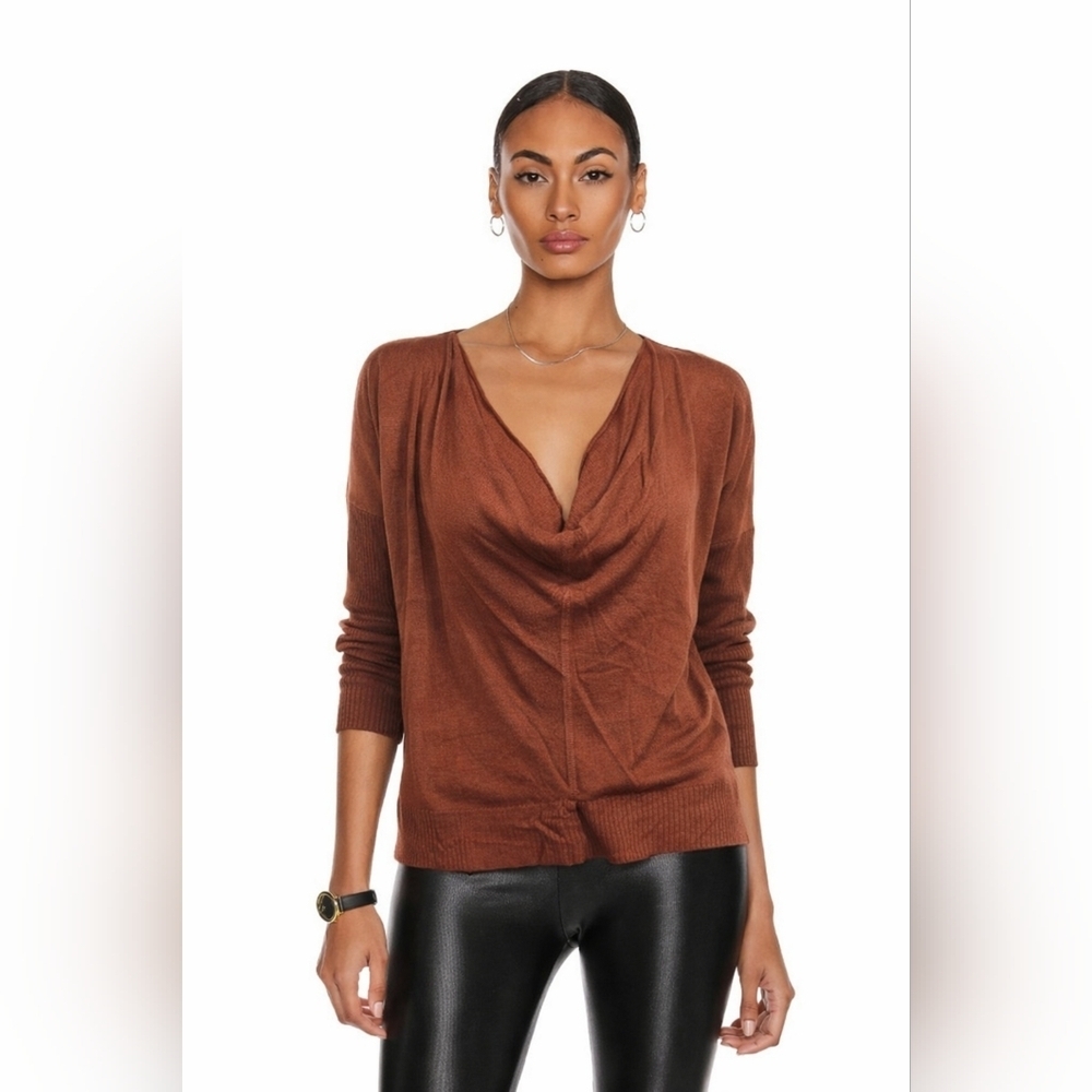 LA .MADE Brown Cowl Neck Pullover Sweater Size S
